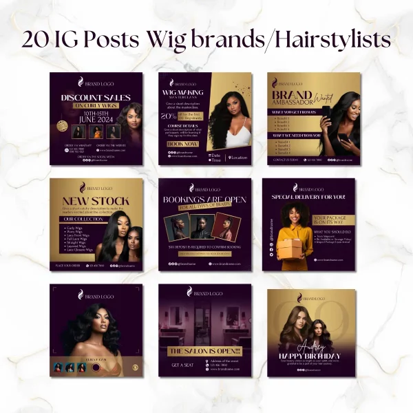 Editable Canva Instagram Templates for a Wig Brand