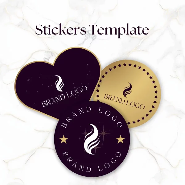 Editable packaging stickers for a Wig Brand Designed on Canva