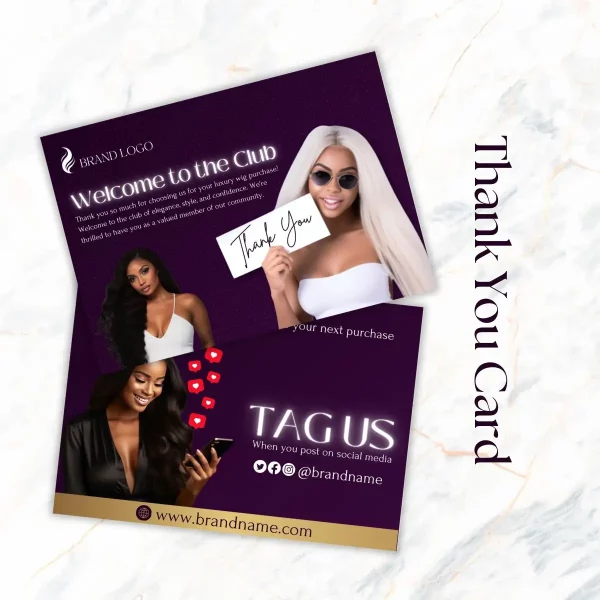 Canva Designed Thank You Card for Wig/Hair Brand