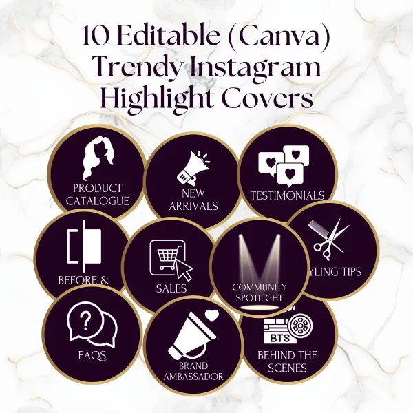 Canva design template for a wig brand Instagram's Highlight